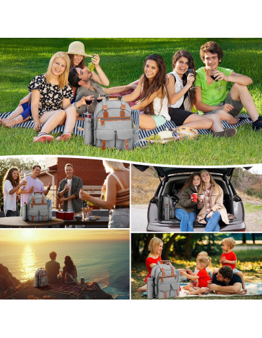 Mochila de Picnic DHAEE para 4 Personas con Enfriador y Manta
