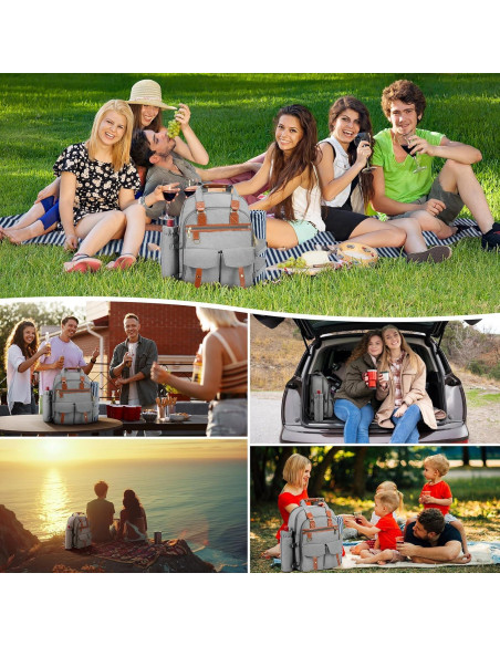 Mochila de Picnic DHAEE para 4 Personas con Enfriador y Manta