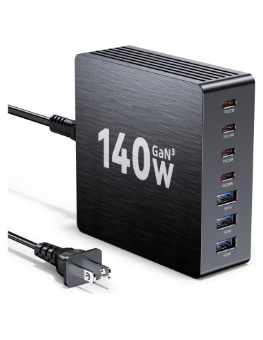Estación de Carga USB C 140W GaN III 7 Puertos - Cargador Rápido