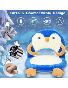Silla de Suelo Pingüino Azul Ajustable para Niños - Ergonómica 2
