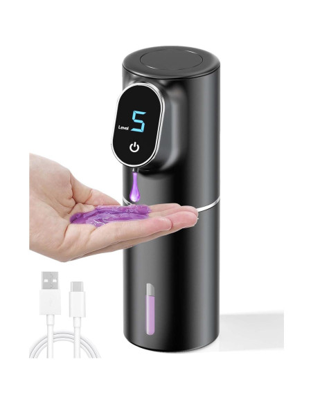 Dispensador de Jabón Automático Wladipw 320ML Negro Recargable Dispensador de Jabón Automático Wladipw 320ML Negro Recargable