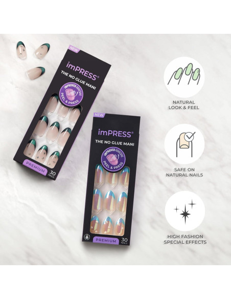 KISS imPRESS Uñas Falsas Premium Todo Mi Amor Rosa 30 Uñas