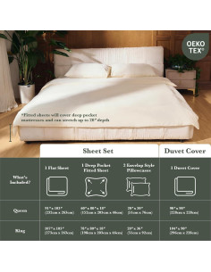 Funda de Edredón KOSMU Queen Crema 100% Viscosa de Bambú 2