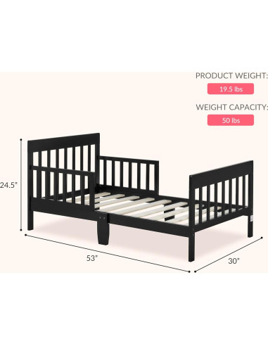Cama para Niños Dream On Me Finn Negra, Madera de Pino, 134.6x76.2cm