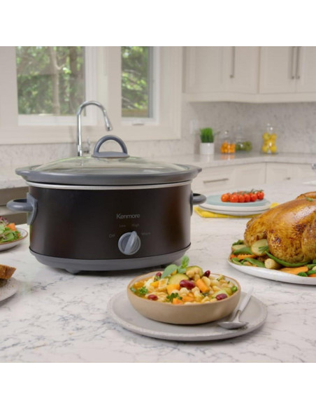 Olla de Cocción Lenta Kenmore 5 Cuartos Negra y Gris
