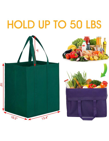Bolsas de Compras Reutilizables WISELIFE 12 Piezas 22.68 kg