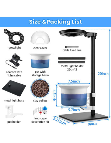 Kit de Terrario E SUPEREGROW con Luz de Crecimiento y Autorriego