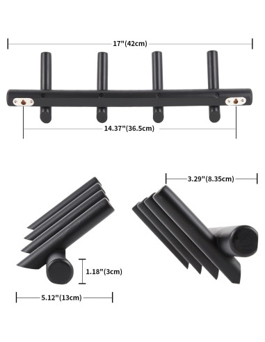 Perchero de Madera KYSMOTIC Negro 4 Ganchos Montado en Pared