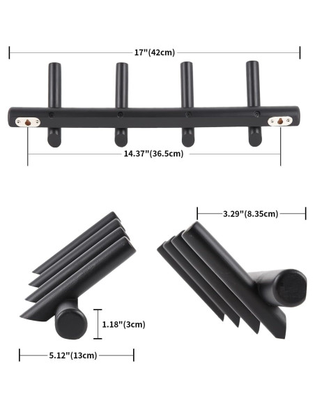 Perchero de Madera KYSMOTIC Negro 4 Ganchos Montado en Pared