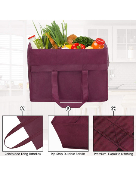 Bolsas de Compras Reutilizables WISELIFE 12 Piezas 22.68 kg