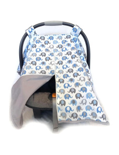 Funda para Asiento de Auto Bebé 100% Algodón MELKESDE Gris Azul