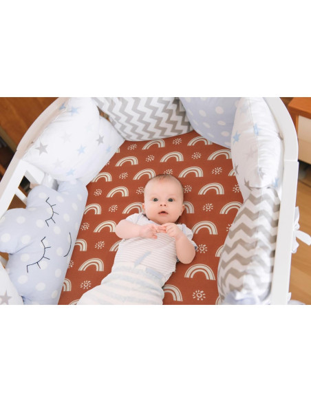 Juego de 4 Sábanas Ajustadas para Cuna Jola Boho Neutro