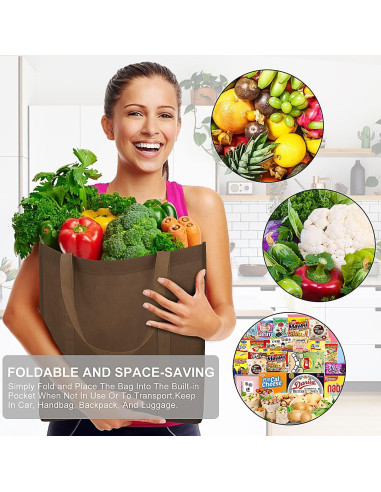 Bolsas de Compras Reutilizables WISELIFE 12 Piezas 22.68 kg