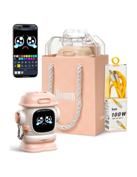 Cargador Divoom Dipow 65W USB-C Rápido 3 Puertos Rosa