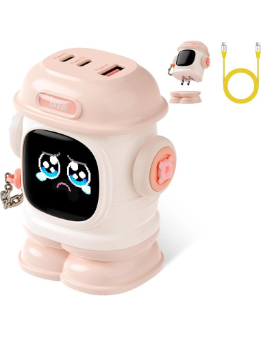 Cargador Divoom Dipow 65W USB-C Rápido 3 Puertos Rosa