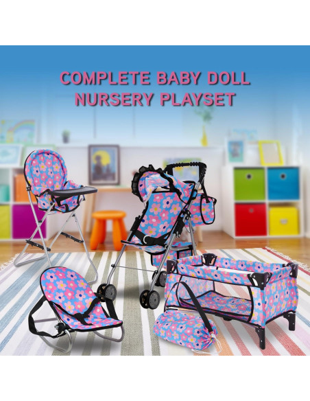 Cochecito de Muñeca 4 en 1 Dolls To Play Azul 50.8 cm