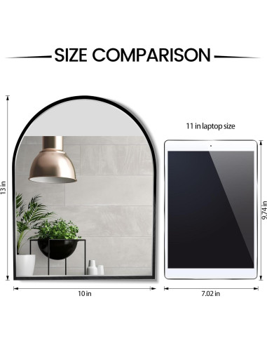 Espejo Arqueado Negro MYlovelylands 25.4x33 cm Decorativo