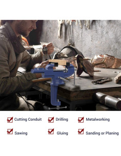 Morsa de Mesa Nuovoware 70 mm Base Giratoria Azul 2