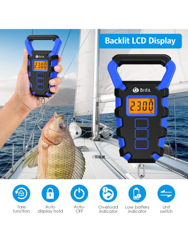Báscula Digital de Pesca Ankilo 50kg con Cinta Métrica 96.5cm