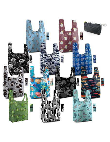 BeeGreen 12 Bolsas de Compras Reutilizables Plegables 22.68 kg