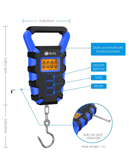 Báscula Digital de Pesca Ankilo 50kg con Cinta Métrica 96.5cm