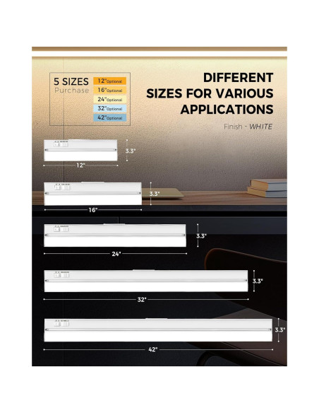 Luz LED de Bajo Gabinete Snyloe 30.48 cm 9W 600LM Regulable