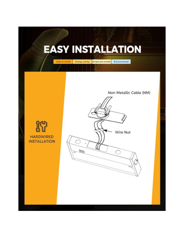 Luz LED de Bajo Gabinete Snyloe 30.48 cm 9W 600LM Regulable