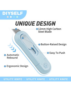 Cuchillos Utilitarios Retráctiles DIYSELF - 8 Paquete, Acero Inoxidable 2