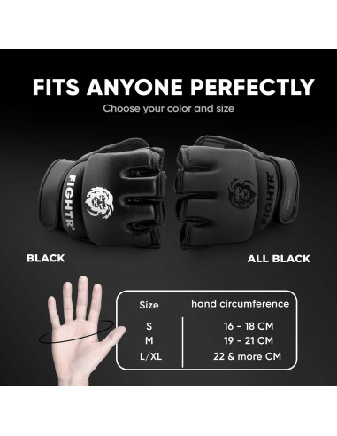 Guantes FIGHTR Pro MMA para entrenamiento unisex - Negro