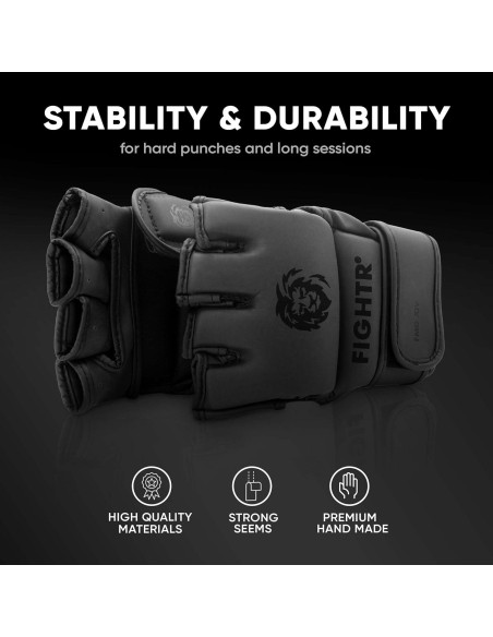 Guantes FIGHTR Pro MMA para entrenamiento unisex - Negro