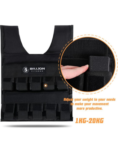 Chaleco de Peso Ajustable 5BILLION Fitness 0-20kg Negro