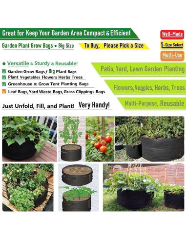 Paquete de 3 Bolsas de Cultivo Tespher 40 Galones 70x40 cm