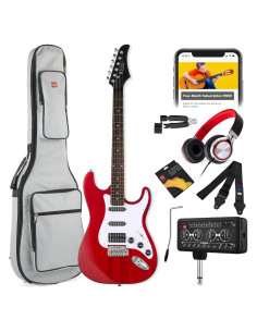 Kit de Guitarra Eléctrica HSS para Principiantes - Rojo Cereza/Blanco