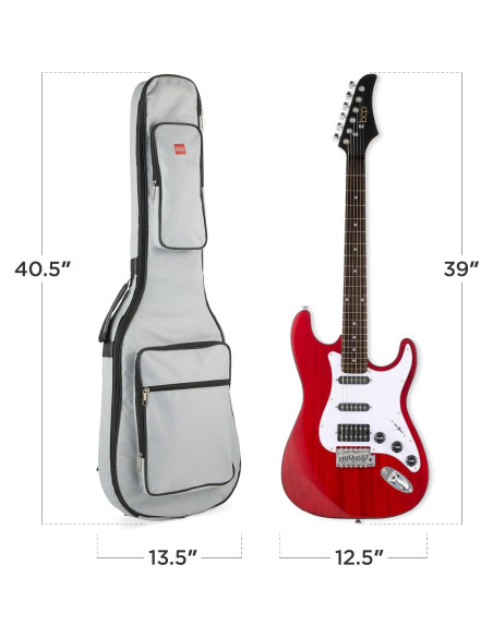 Kit de Guitarra Eléctrica HSS para Principiantes - Rojo Cereza/Blanco