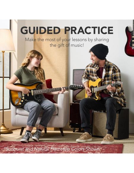 Kit de Guitarra Eléctrica HSS para Principiantes - Rojo Cereza/Blanco