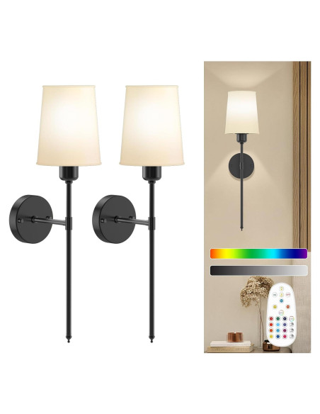 Juego de 2 Apliques de Pared Recargables ONFFO V806 Negro