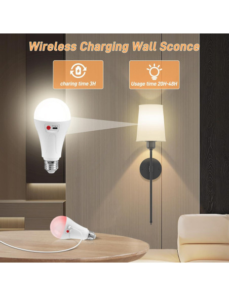 Juego de 2 Apliques de Pared Recargables ONFFO V806 Negro