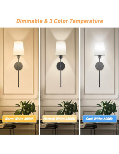 Juego de 2 Apliques de Pared Recargables ONFFO V806 Negro