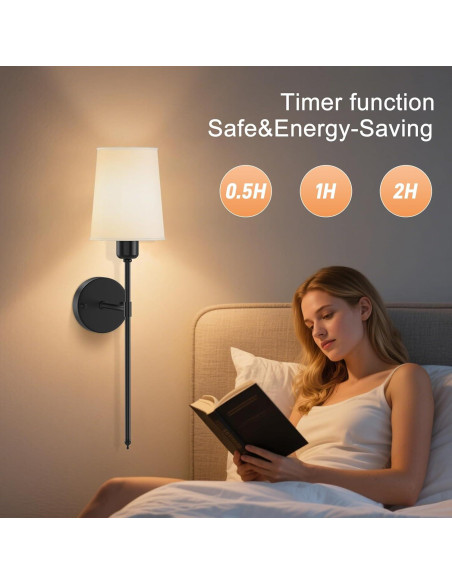 Juego de 2 Apliques de Pared Recargables ONFFO V806 Negro