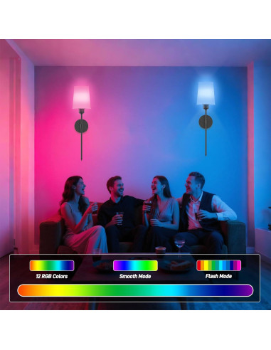 Juego de 2 Apliques de Pared Recargables ONFFO V806 Negro