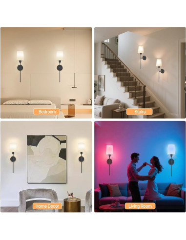 Juego de 2 Apliques de Pared Recargables ONFFO V806 Negro