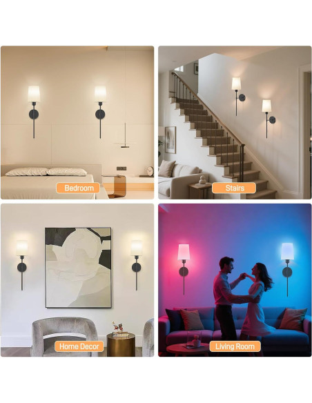 Juego de 2 Apliques de Pared Recargables ONFFO V806 Negro