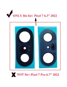 Lente de Cámara Trasera de Repuesto ubrokeifixit para Google Pixel 7 6.3" - 2 Pcs Negro 2