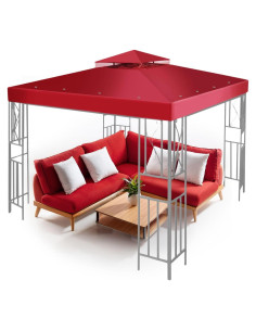 Cubierta de Reemplazo Gazebo Flexzion 3x3m Rojo UV30+