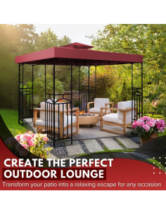 Cubierta de Reemplazo Gazebo Flexzion 3x3m Rojo UV30+ 2