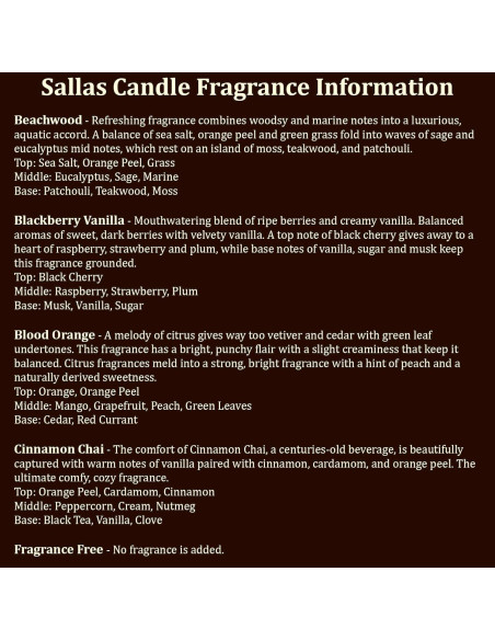 Vela de Cera de Soja Sallas 4oz y 9oz Ecológica Aromática