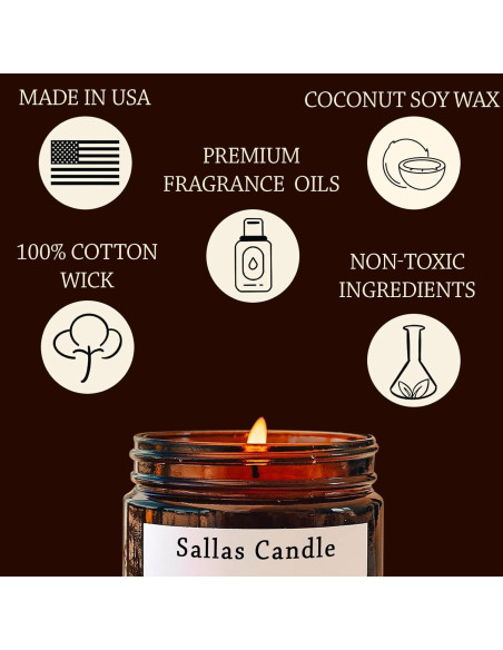 Vela de Cera de Soja Sallas 4oz y 9oz Ecológica Aromática
