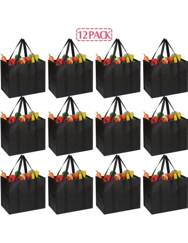 Bolsas de Compras Reutilizables DIOMMELL 12 Piezas 40.9x33x25.9cm