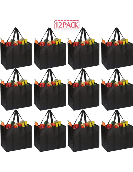 Bolsas de Compras Reutilizables DIOMMELL 12 Piezas 40.9x33x25.9cm