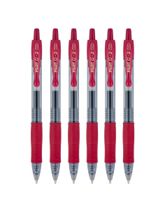 Bolígrafos de Gel Retráctiles PILOT G2, Punta Gruesa 1.0mm, Burdeos, Paquete de 6